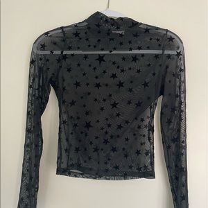 black sheer star long sleeve top